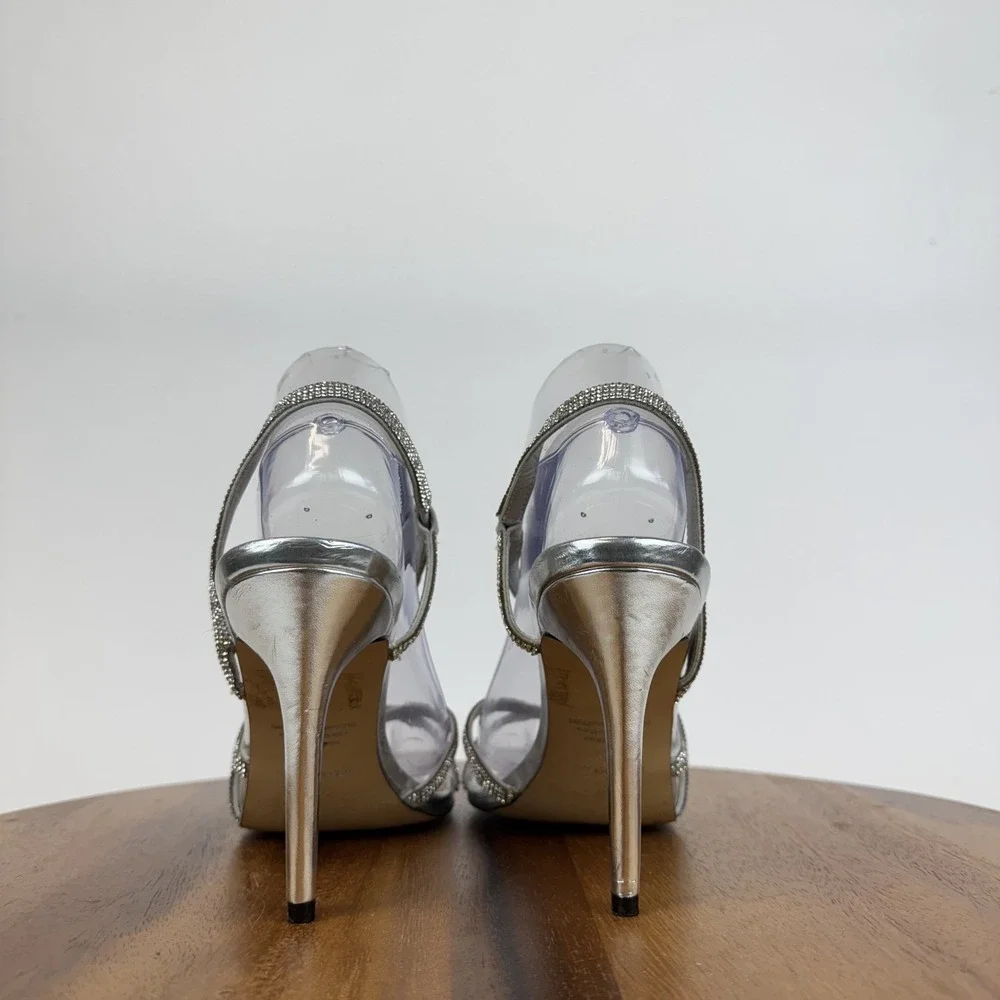 Womens BP Hayzel Rhinestone Strappy Slip On Stiletto Heeled Sandals Size 7.5 GUC